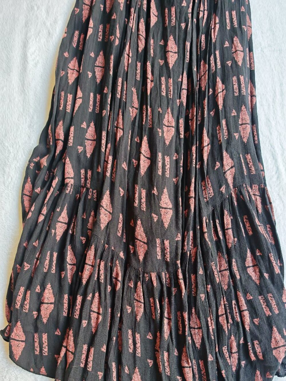 Free People Black Boho High Low Maxi Dress Tie Flowy size xs - Picture 12 of 14